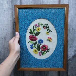 vintage framed wall embroidery
